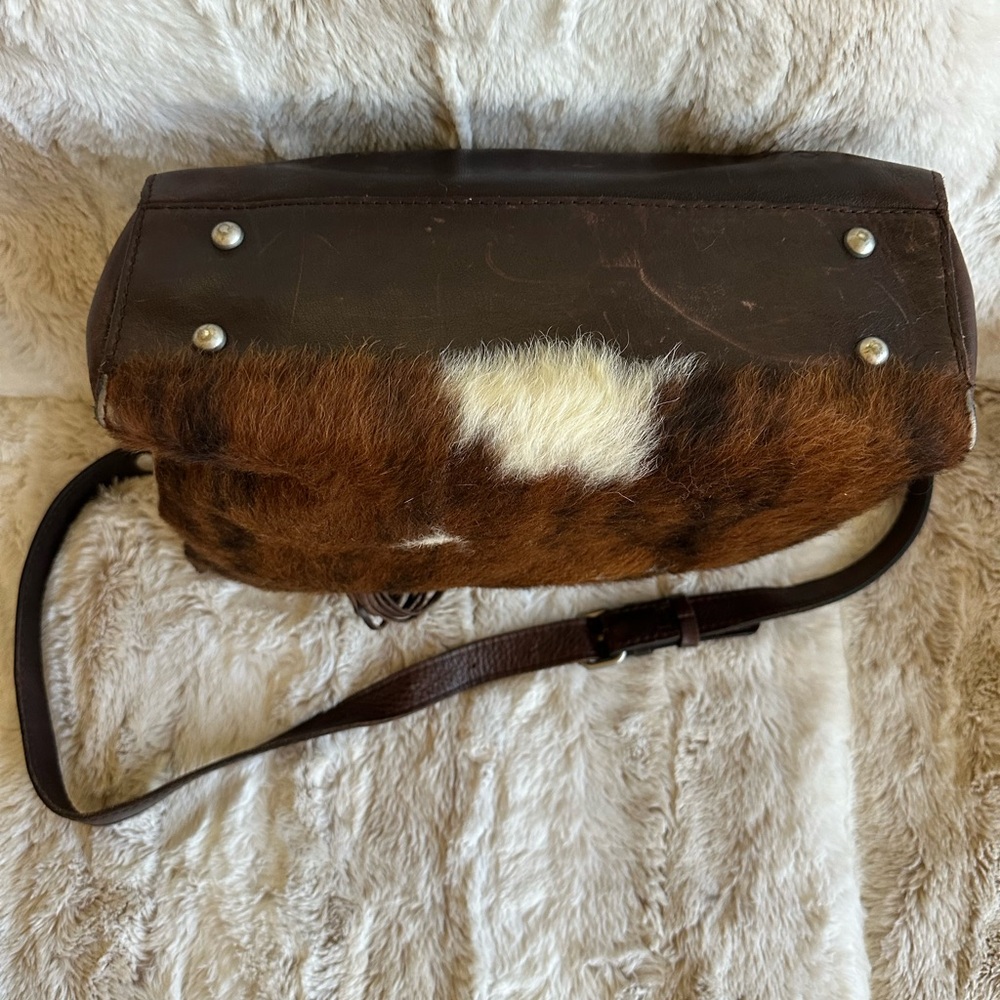 Patricia Nash Brown Leather/Fur with Fringe Women's Bag - Picture 5 of 7